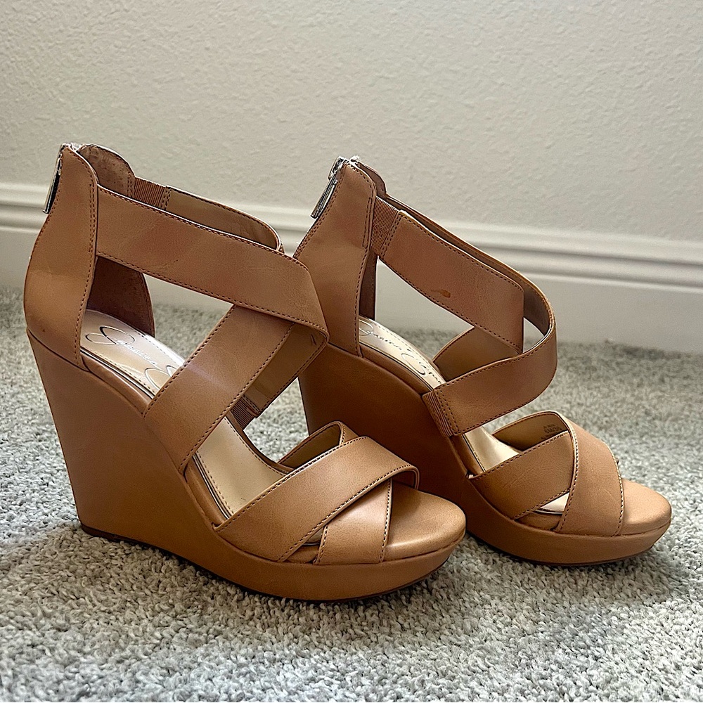 Jessica Simpson Tan Wedge Heels Size 6